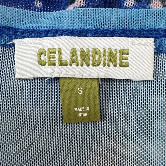 Celandine Printed Mesh Midi Dress Surfs Up Scene Print Small $88 Anthropologie - Picture 6 of 15